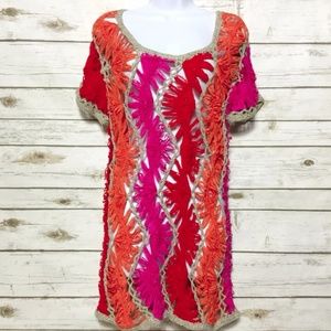 Fever Hand Crochet Colorful Hippie Top / Coverup